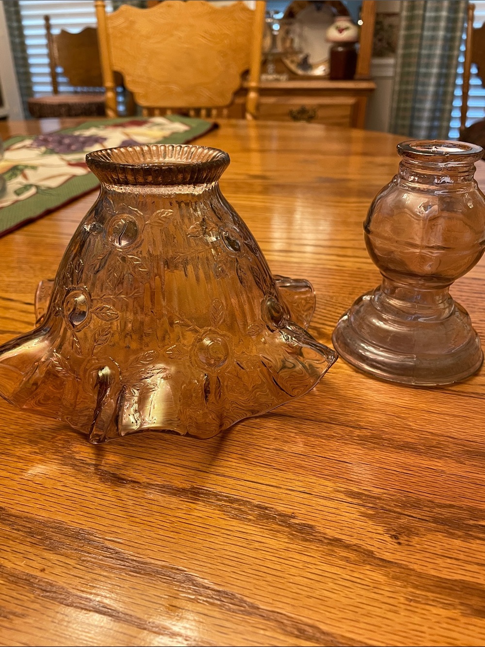 Vintage Homco Eleanor Cabbage Rose Fairy Lamp. Pink Iridescent. 2 pc set** EUC